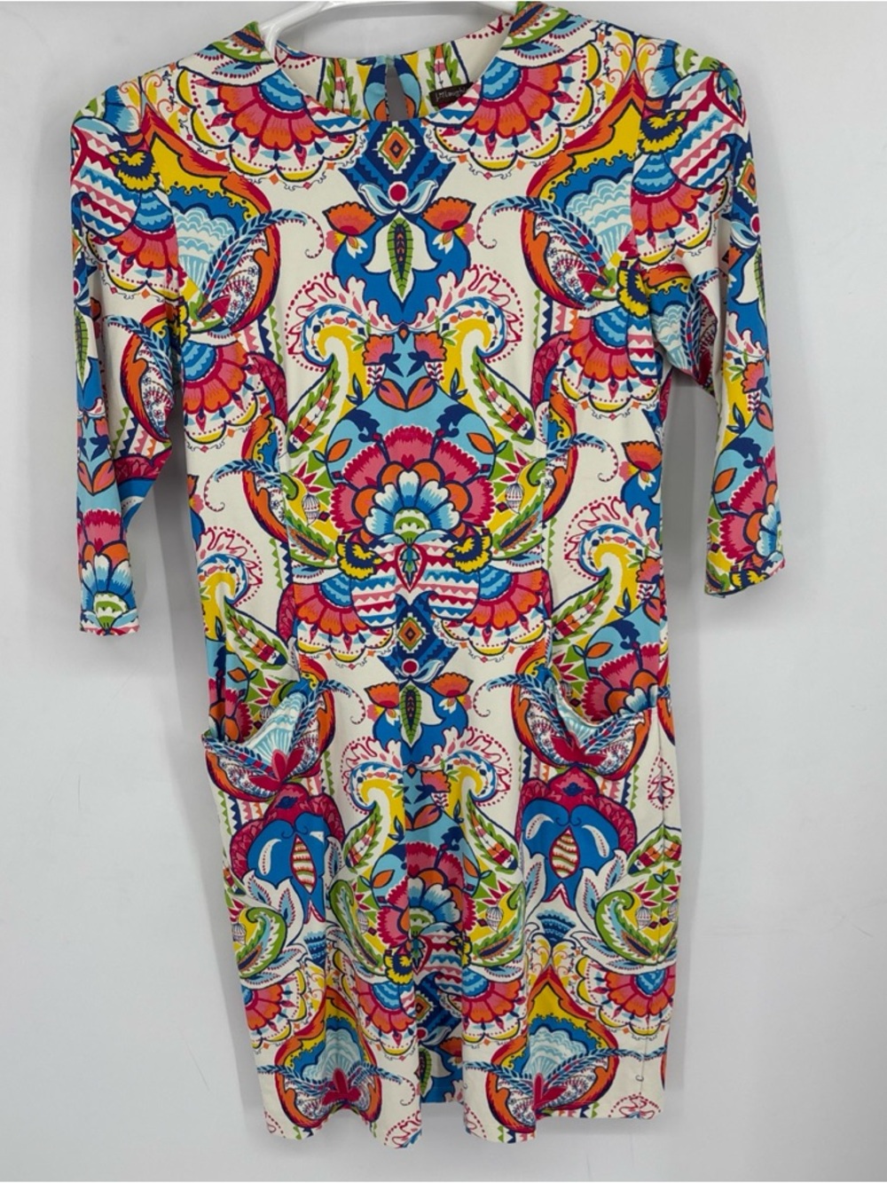 J. McLaughlin Multicolor Floral Paisley Print Long Sleeve Dress